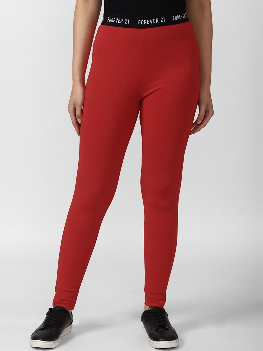 FOREVER 21 Women Red Solid Tights Price in India