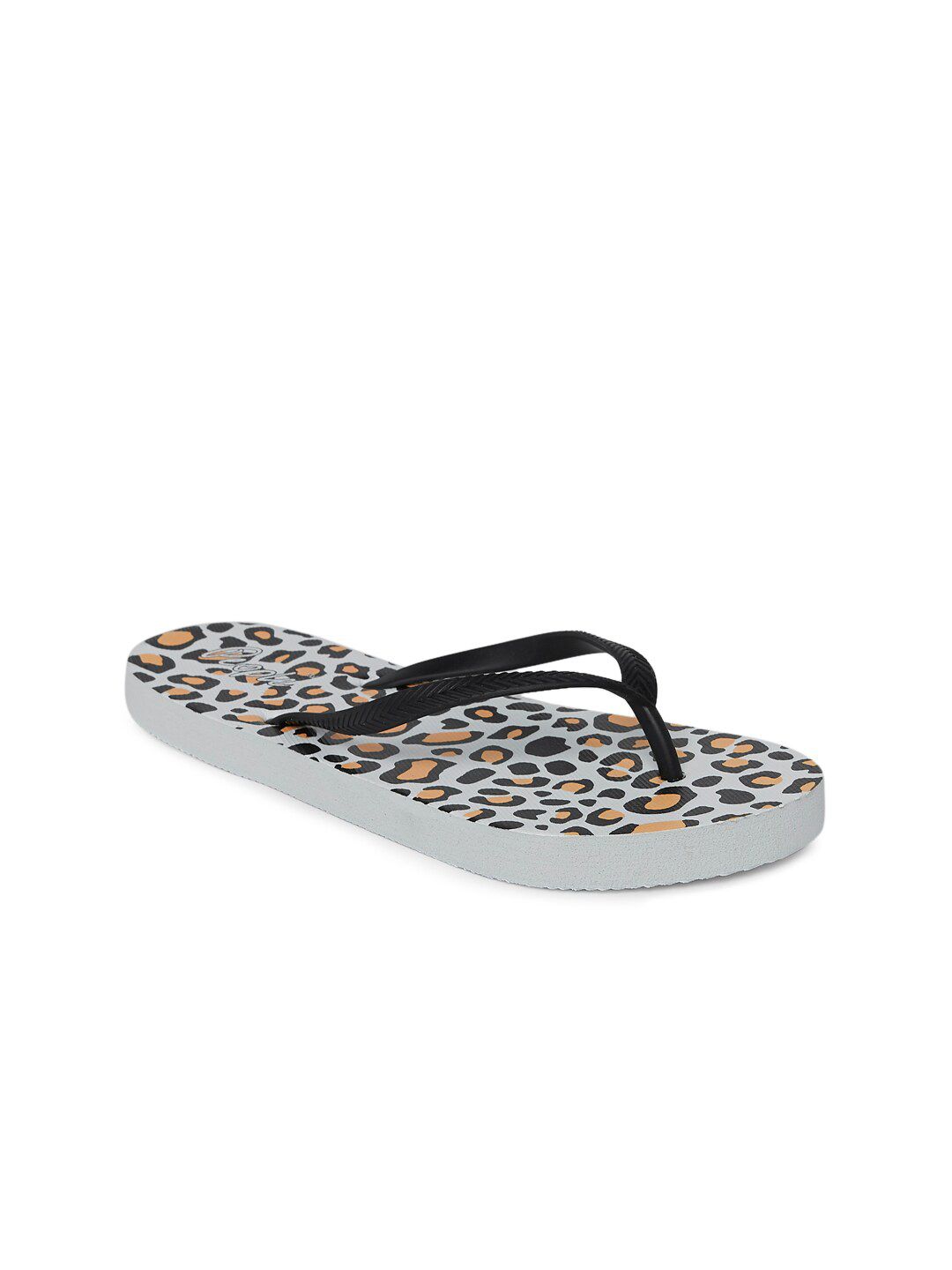 People Women Black & Off White Printed Thong Flip-Flops