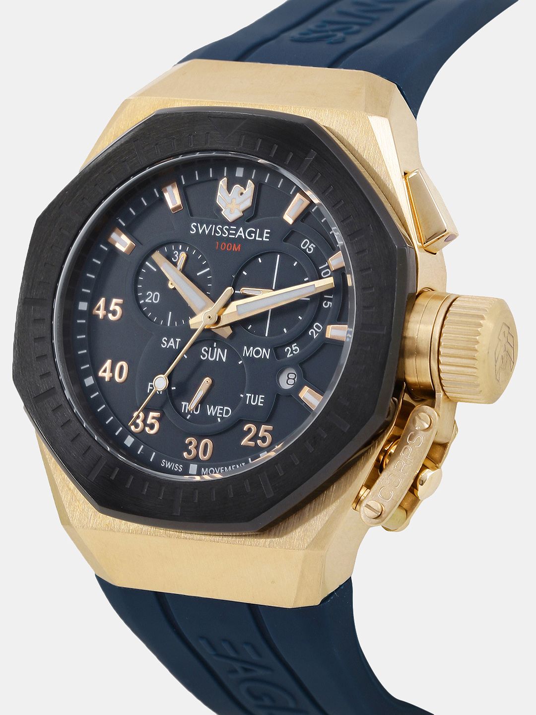 Buy Swiss Eagle Men Navy Multifunction Chronograph Watch SE-9101