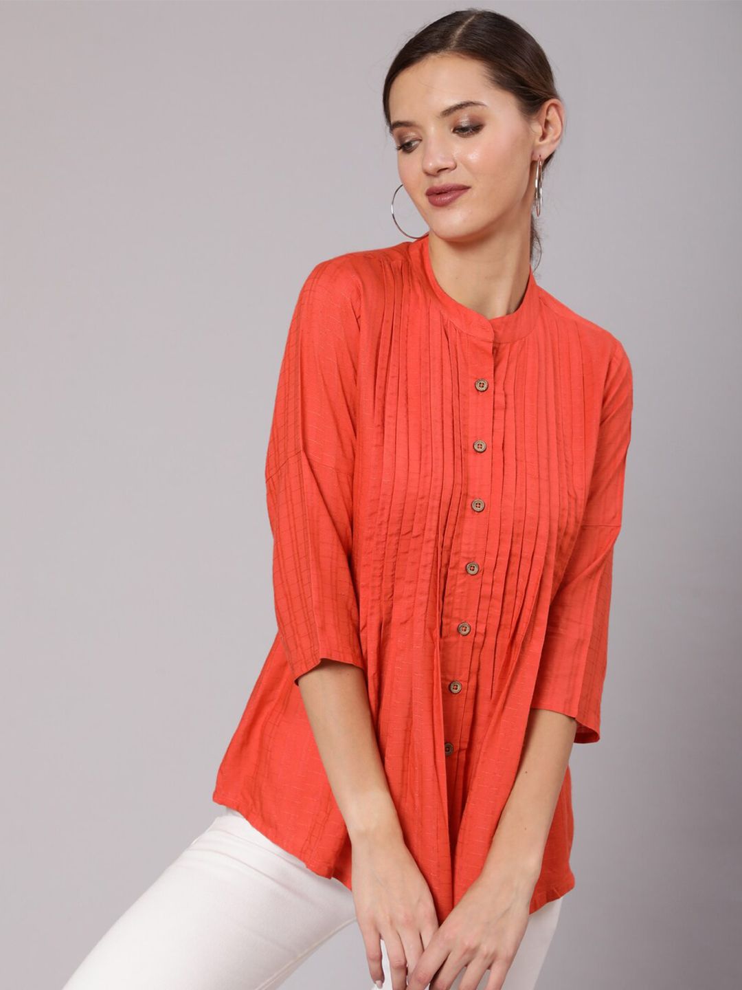 Jaipur Kurti Mandarin Collar Shirt Style Top Price in India