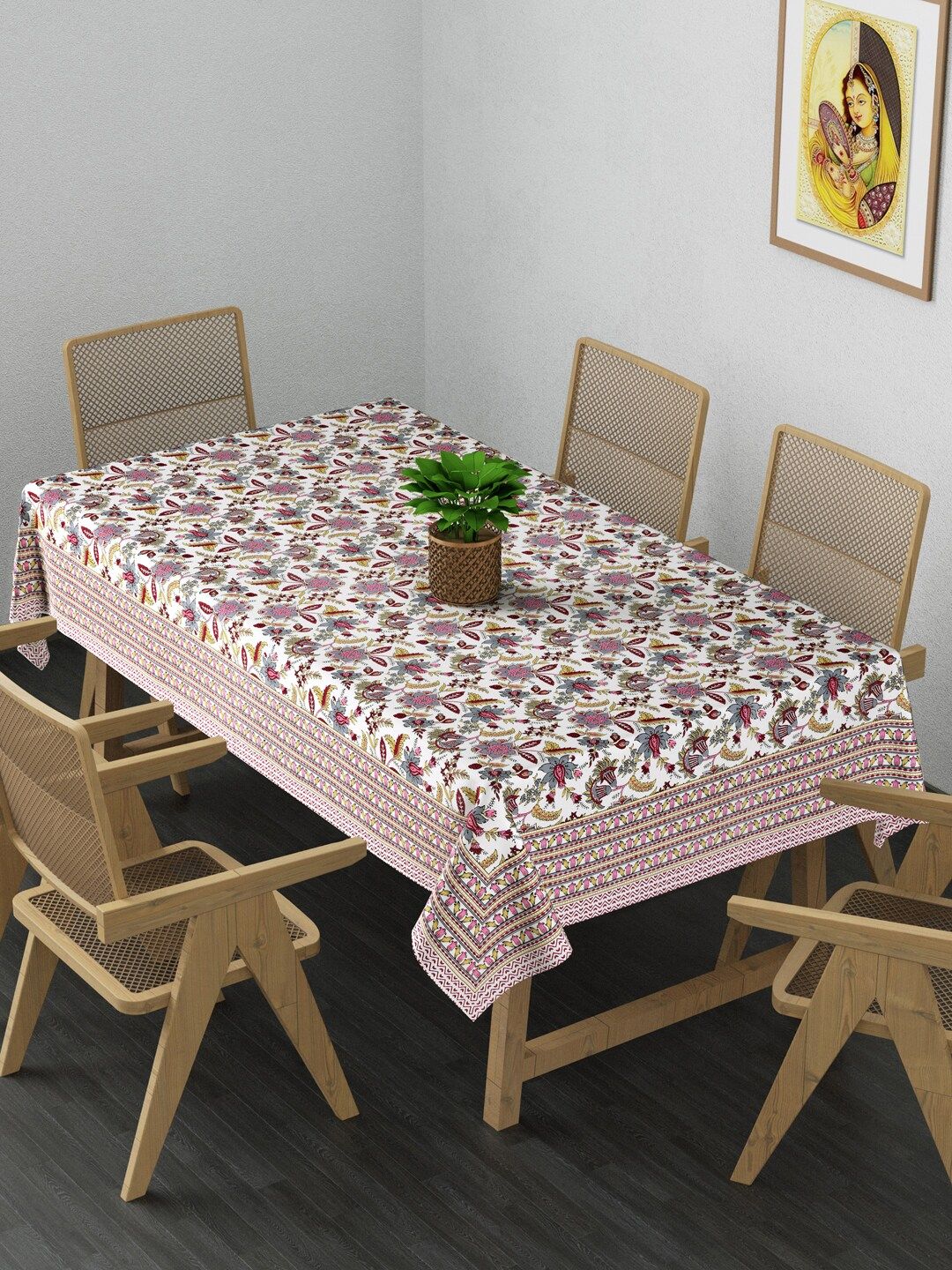 Gulaab Jaipur Pink Printed Cotton Table Cover Price in India