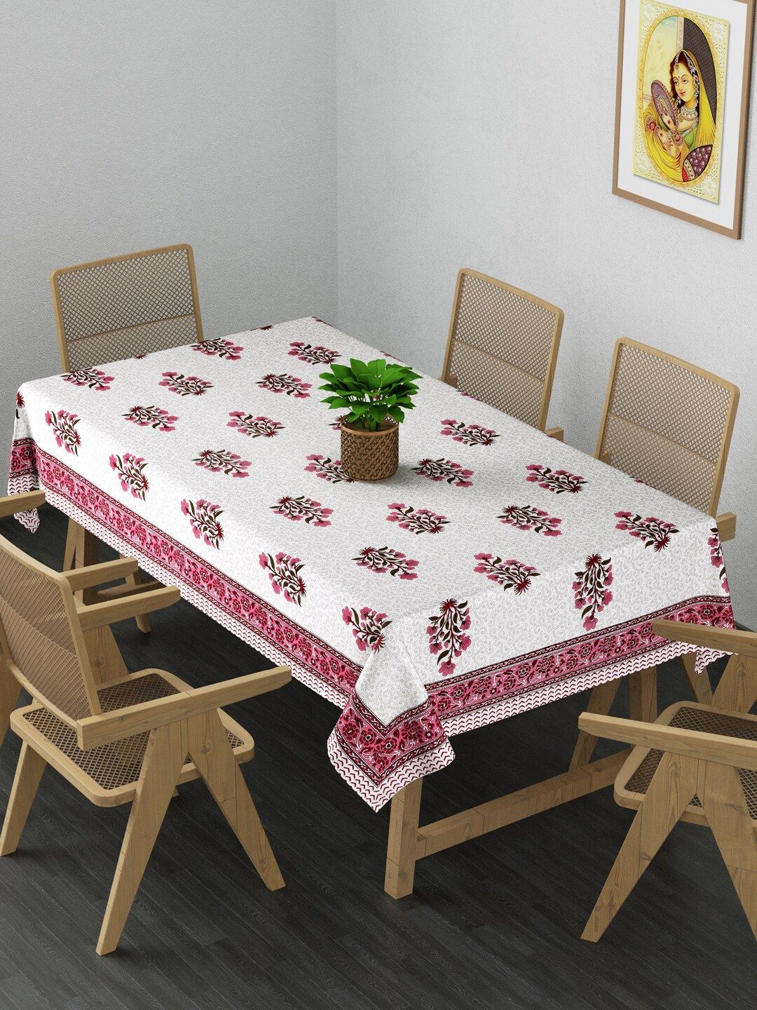 Gulaab Jaipur Red Printed Cotton Table Cover Price in India