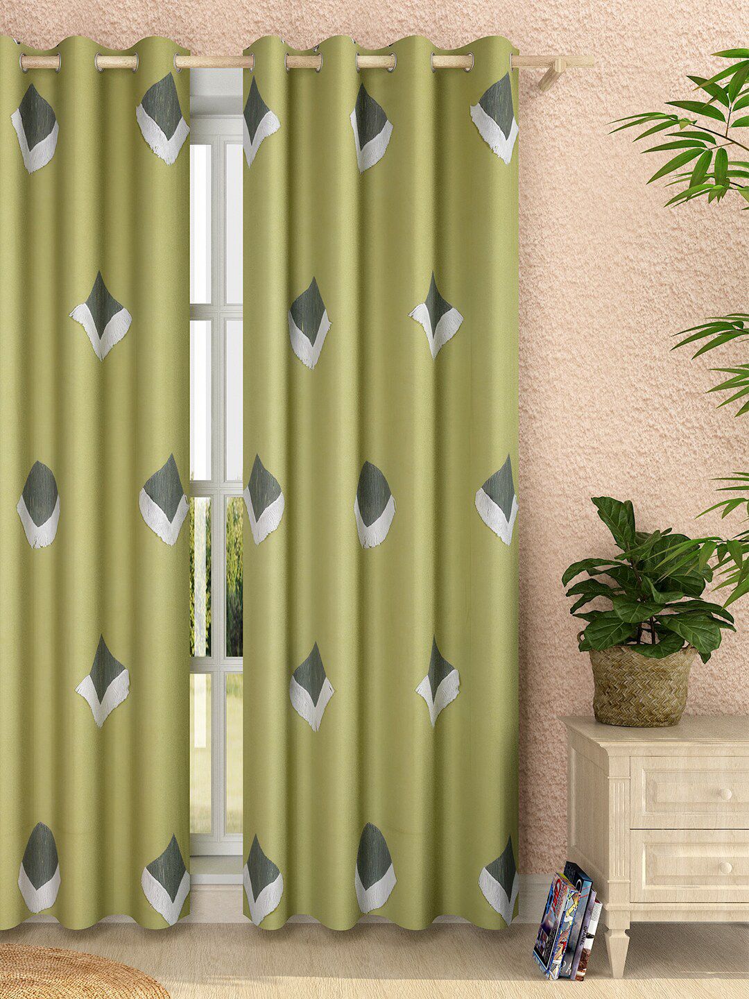Sangria Geometric Room Darkening Door Curtain Price in India