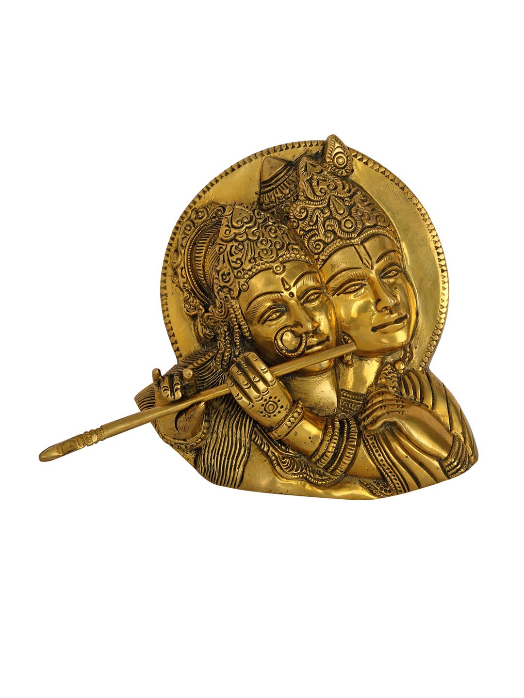 Exotic India Gold-Toned Radha Playing Flute with Krishna Wall Hanging Price in India