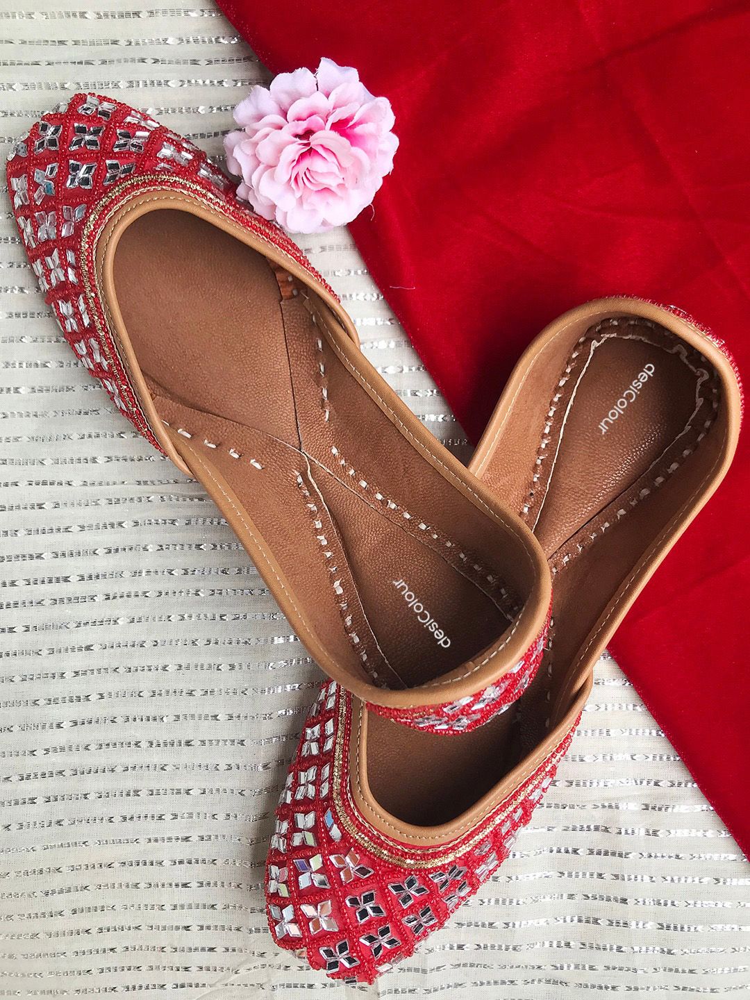 DESI COLOUR Women Embellished Ethnic Ballerinas Flats
