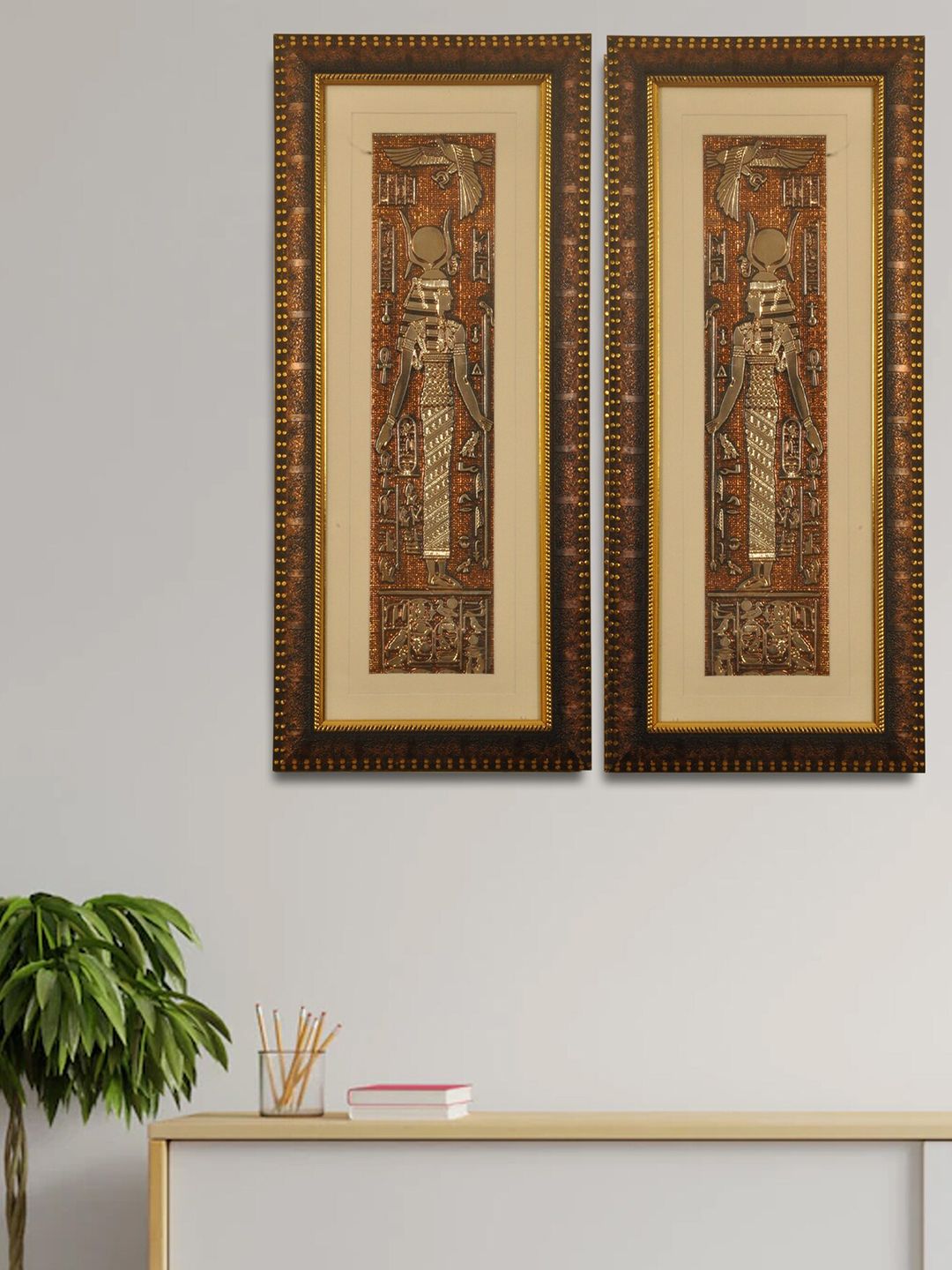 SHREE KALA HOME DECOR Set Of 2 Mother Goddess Hathor Egyptian Foil Painting Price in India