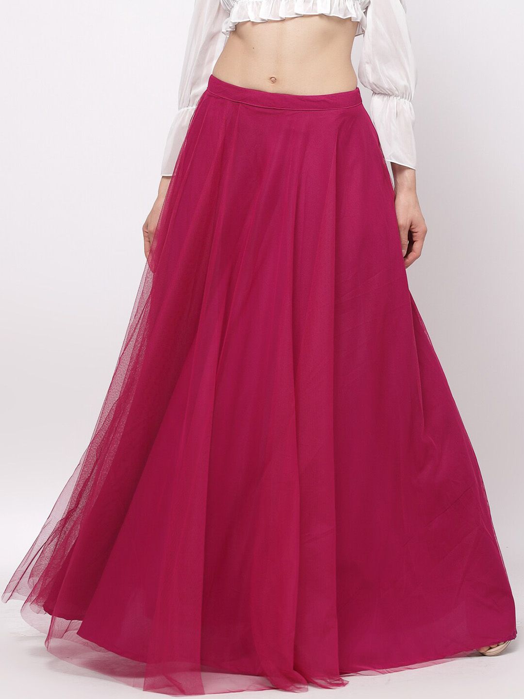 Just Wow Woman Magenta Solid Maxi Length Skirt Price in India