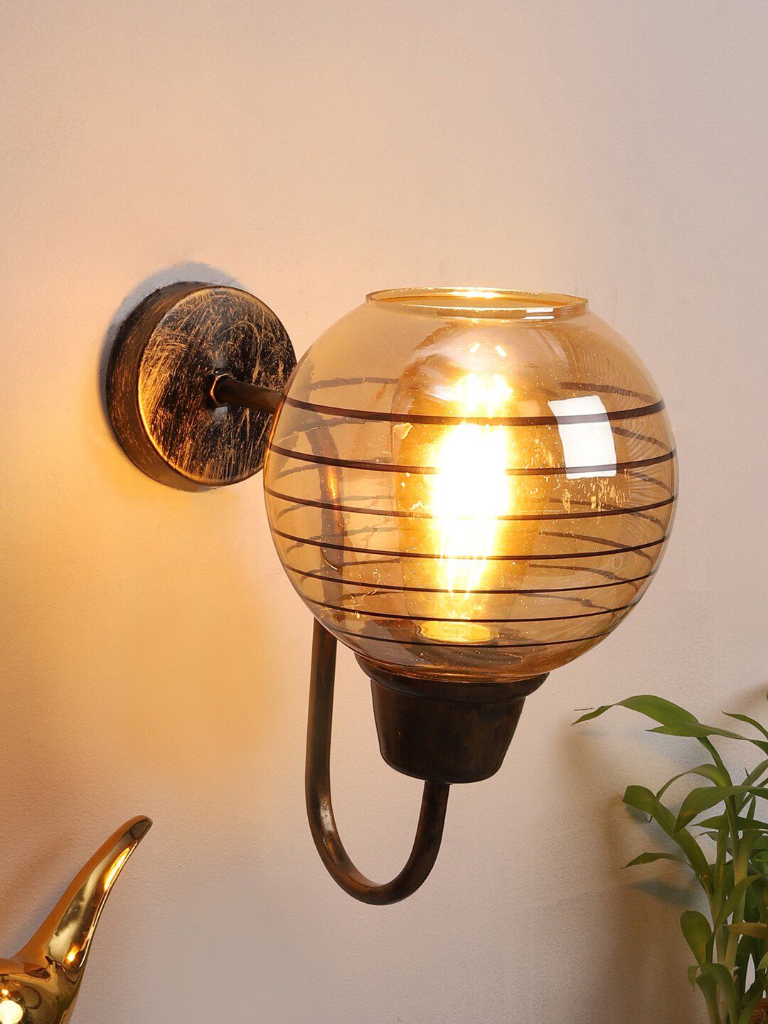 Foziq Gold-Toned Spherical Wall Lamp Price in India