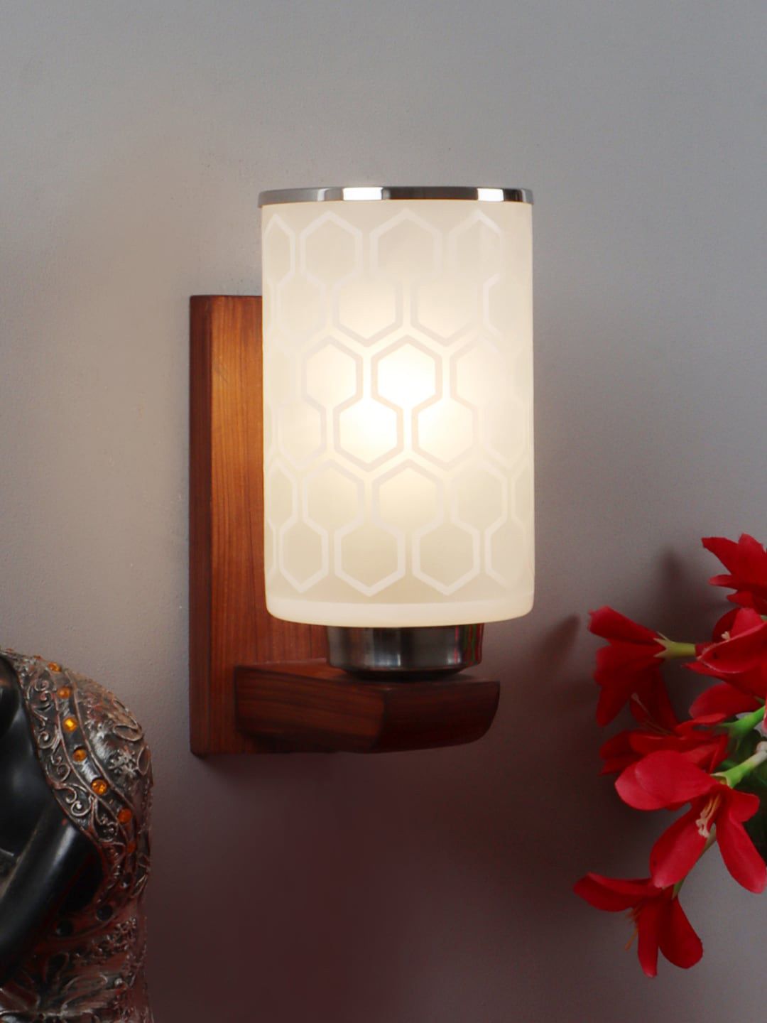 Foziq Brown & White Textured Wall Lamp Price in India