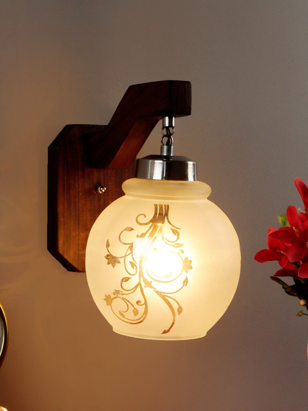 Foziq Brown Printed Wall Lamp Price in India