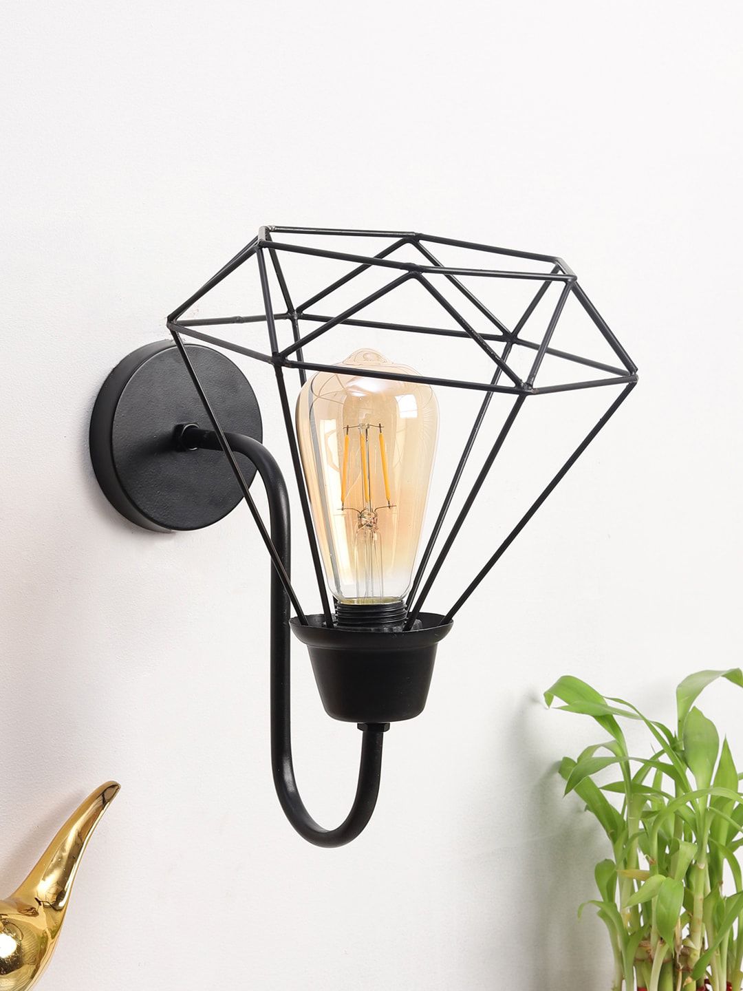 Foziq Black Solid Metal Abstract Wall Lamp Price in India
