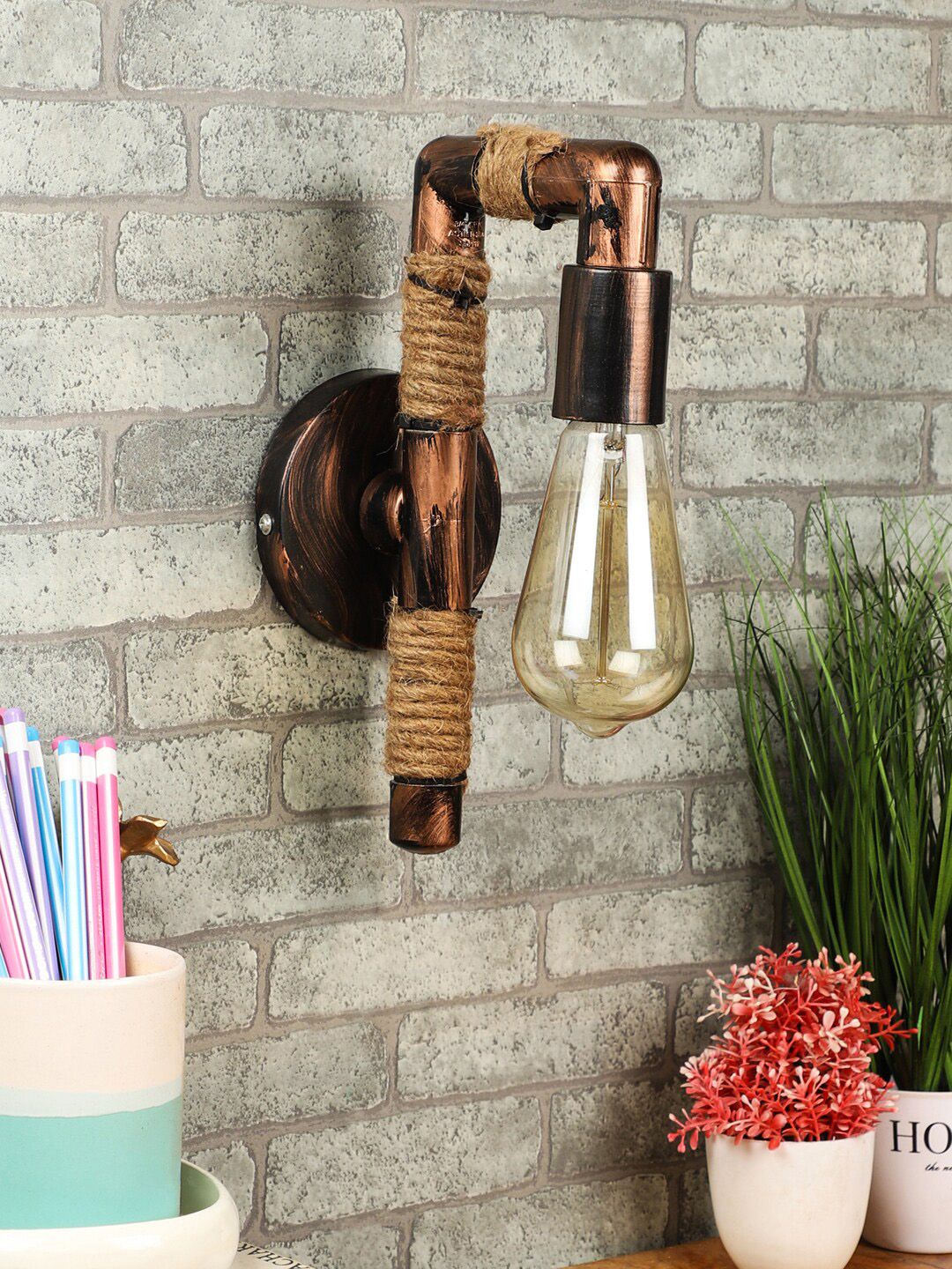 Foziq Brown Contemporary Wall Lamp Price in India