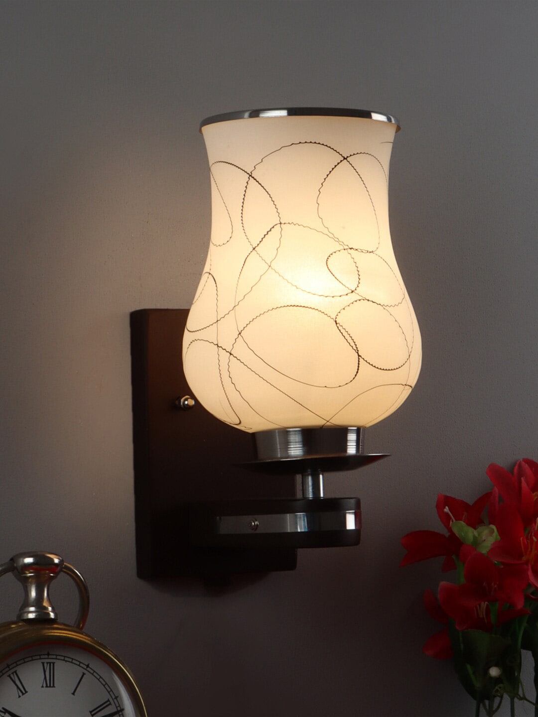 Foziq Brown & Silver-Toned Contemporary Wall Lamp Price in India