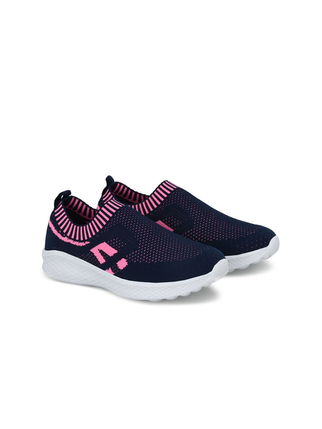 Roadster Women Navy Blue & Pink Perforation Slip-On Sneakers Price in India