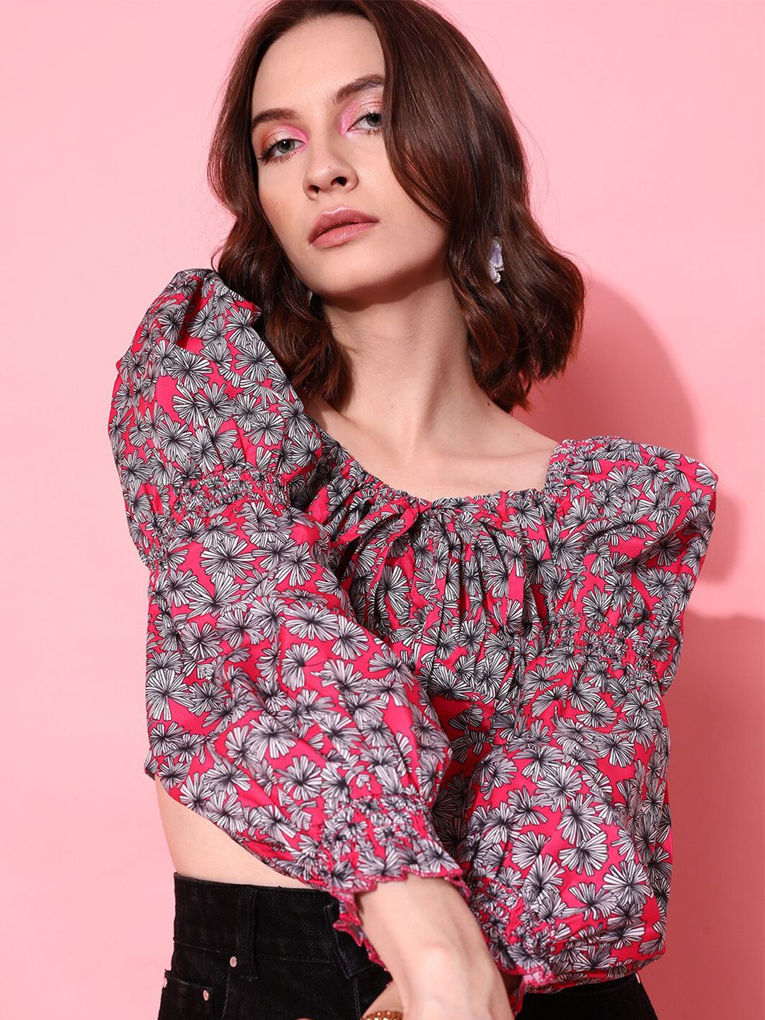 STREET 9 Fuchsia Floral Top Price in India