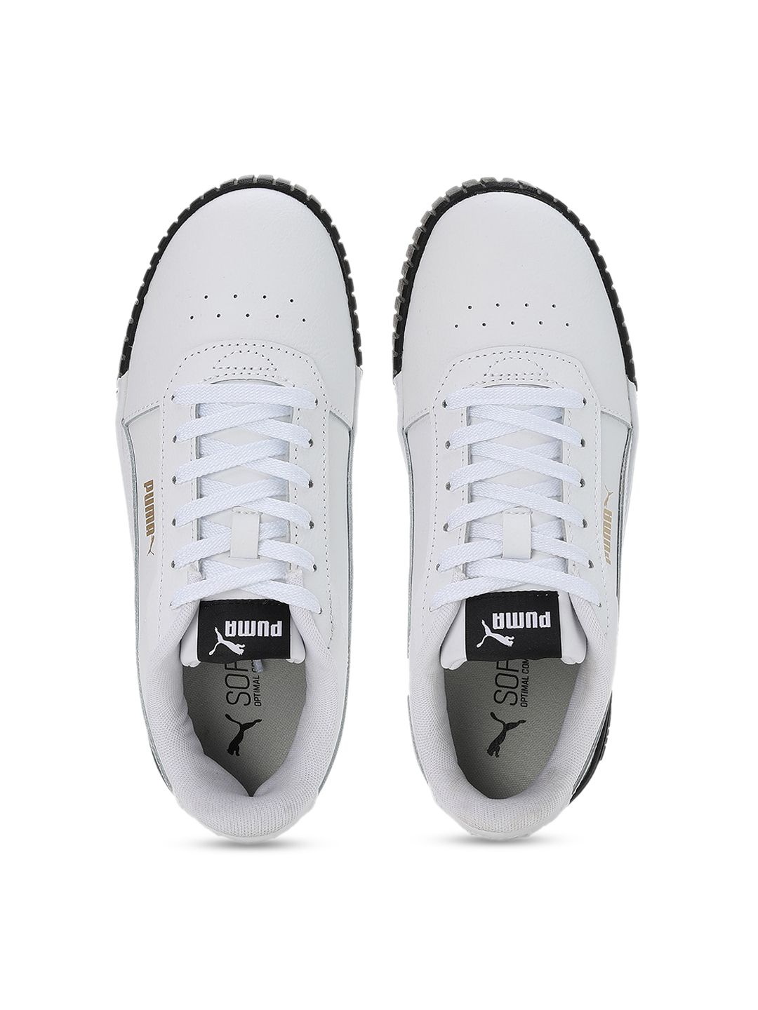 Puma Women White & Black Solid Leather Casual Sneakers Price in India