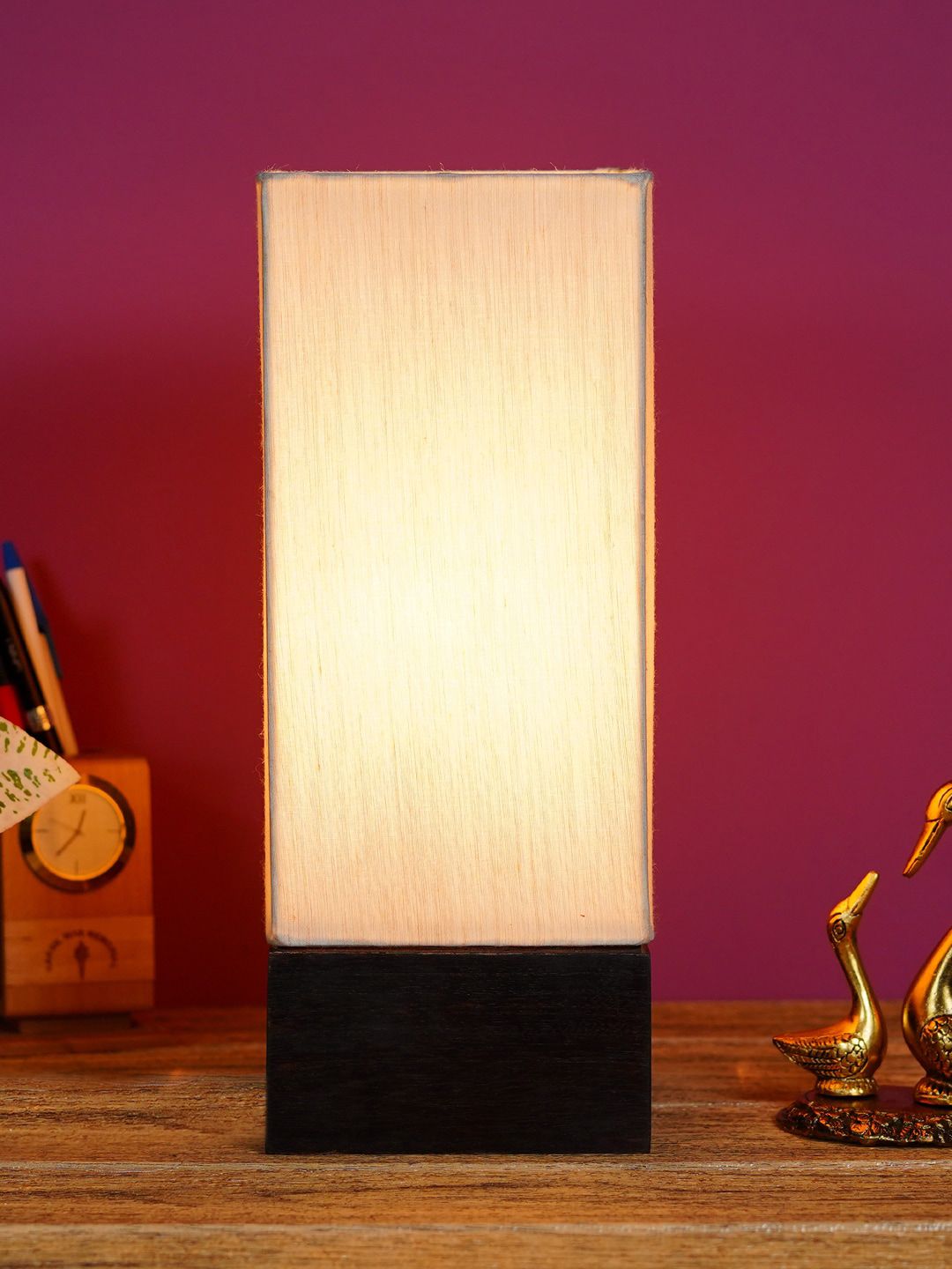 Foziq Brown Solid Table Lamp Price in India