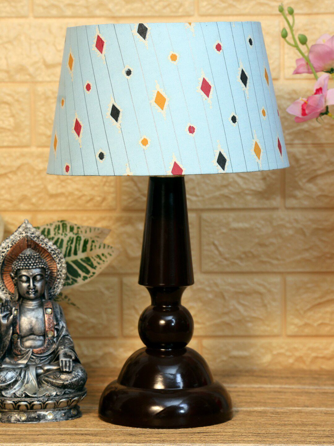 Foziq Brown Solid Wooden Table Lamps Price in India