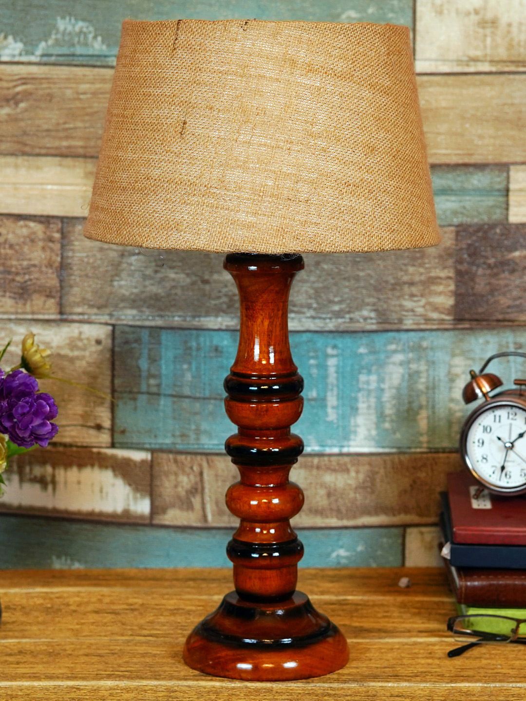 Foziq Brown Solid Table Lamps Price in India