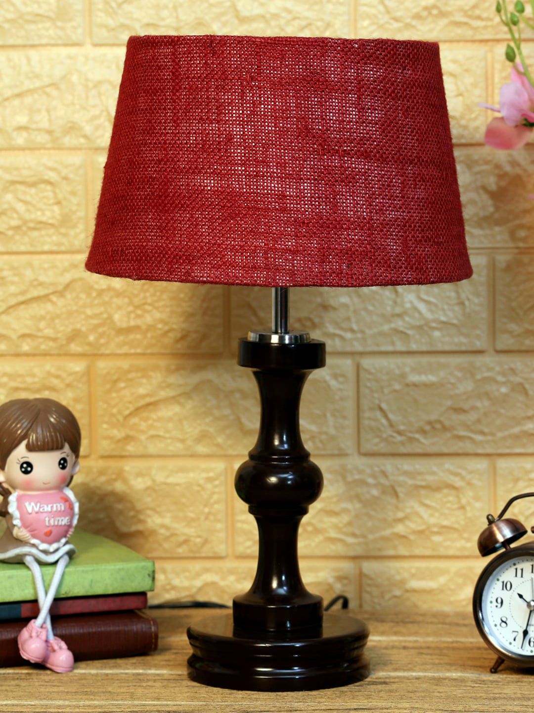 Foziq Brown Solid Table Lamps Frustum Shape Price in India