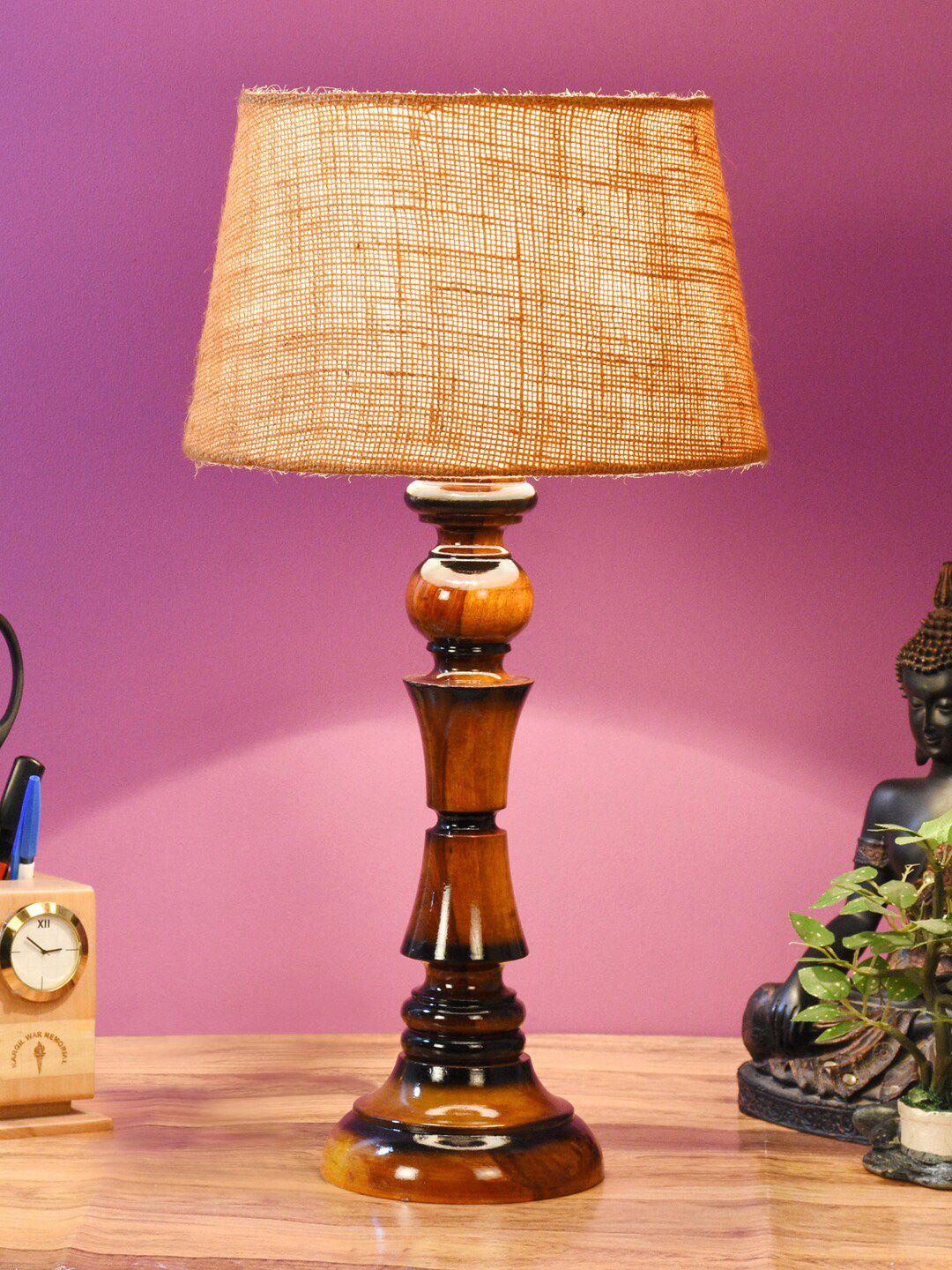 Foziq Brown Solid Table Lamps Price in India