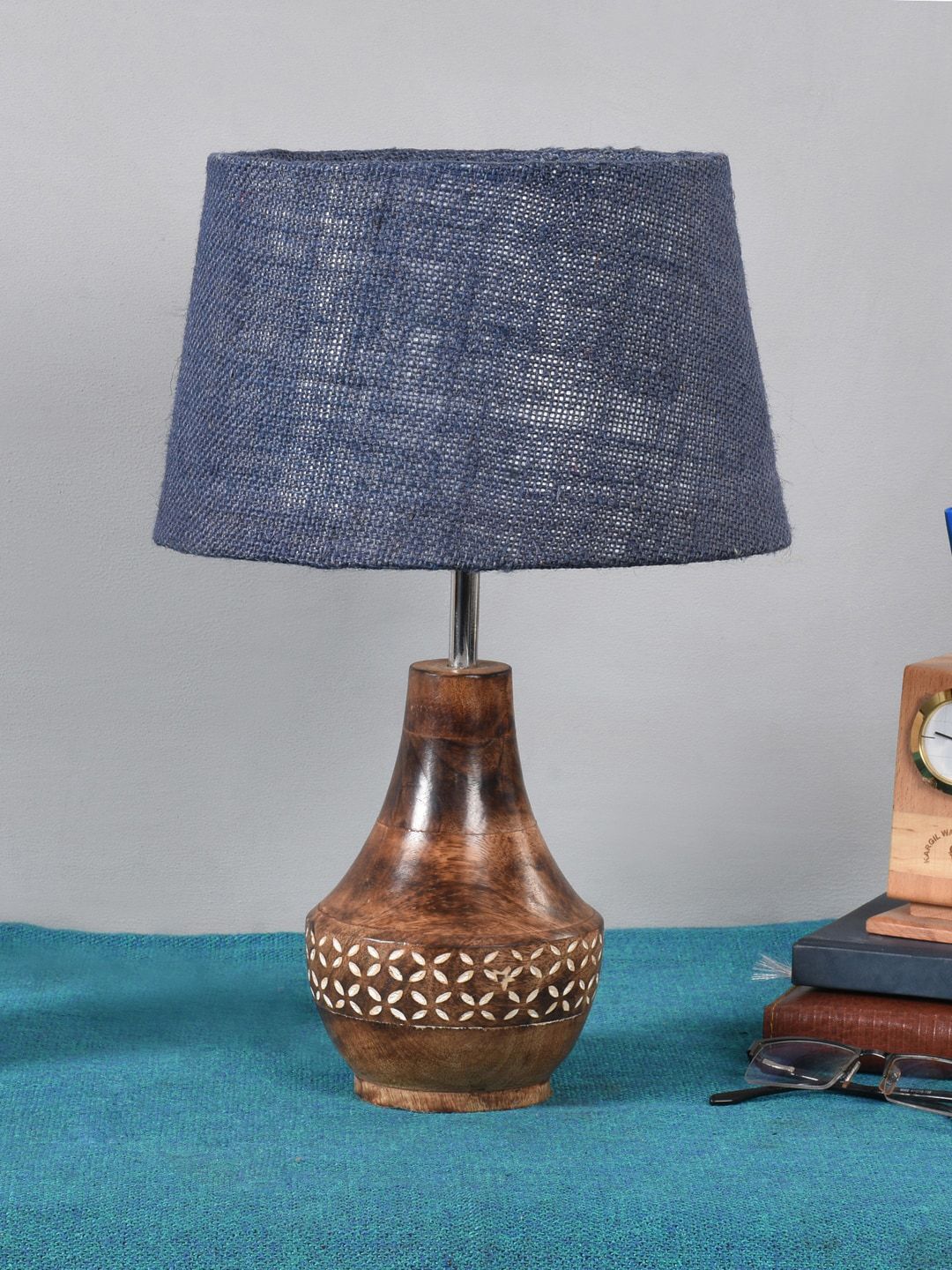 Foziq Brown Textured Table Lamp Price in India