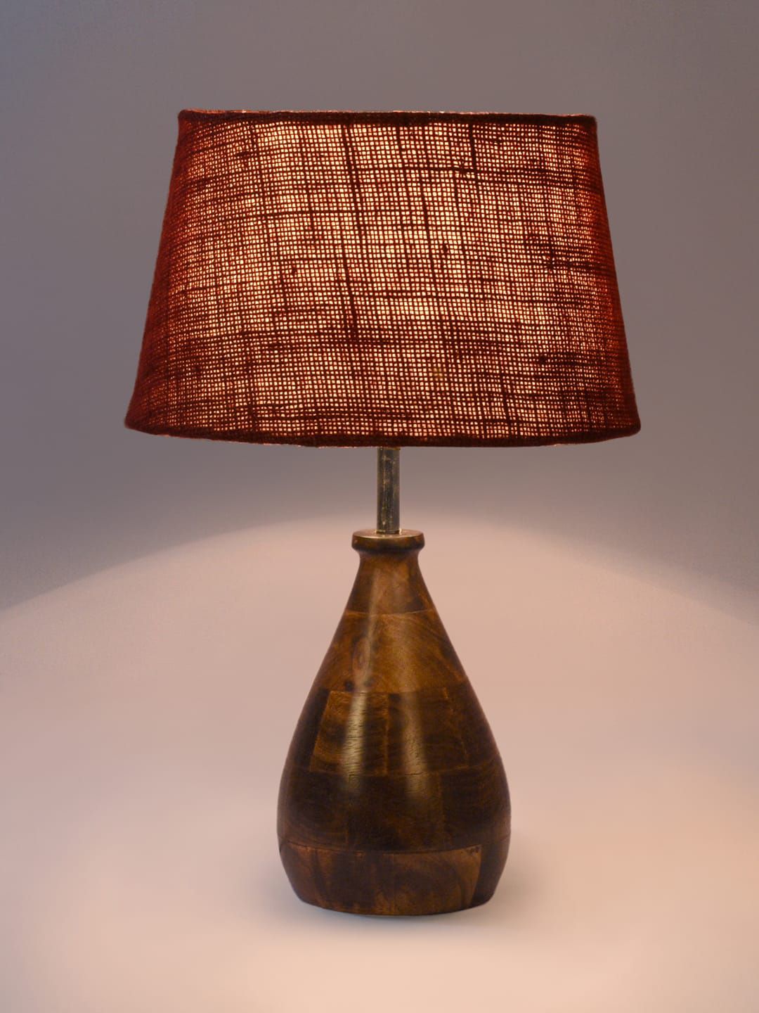 Foziq Brown Textured Frustum Shaped Table Lamp Price in India