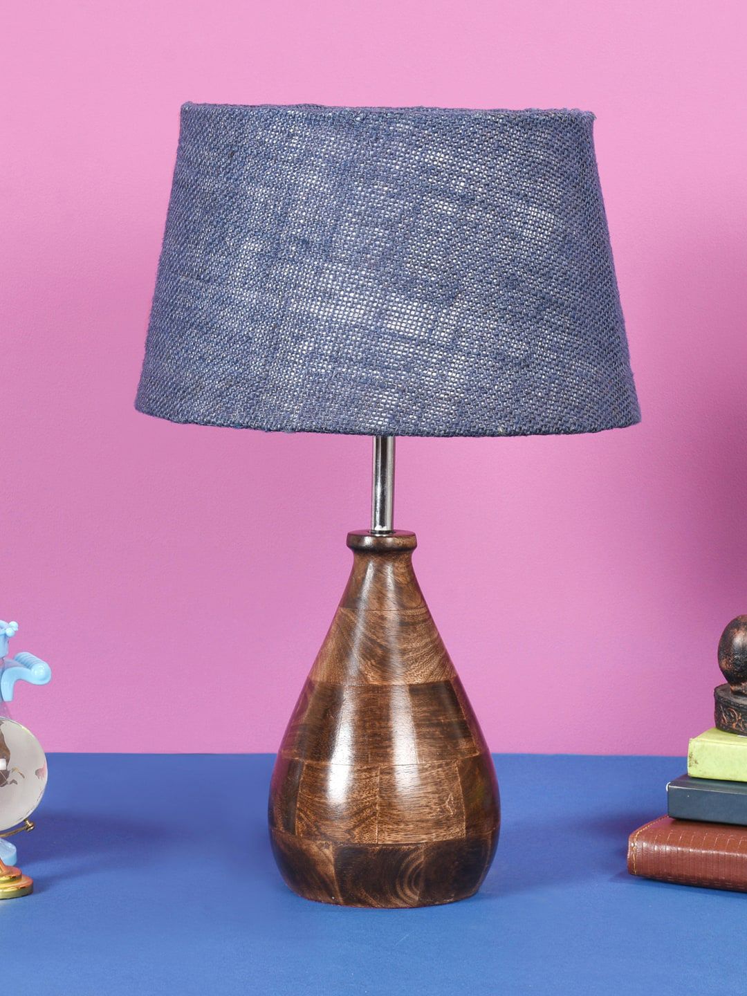 Foziq Brown Solid Wooden Table Lamps Price in India