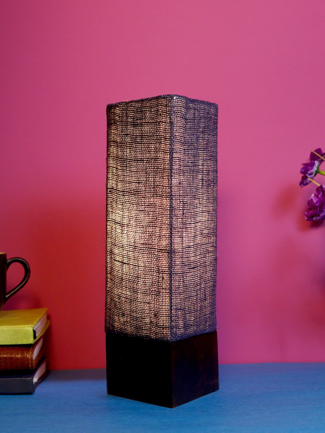 Foziq Brown Textured Table Lamp Price in India