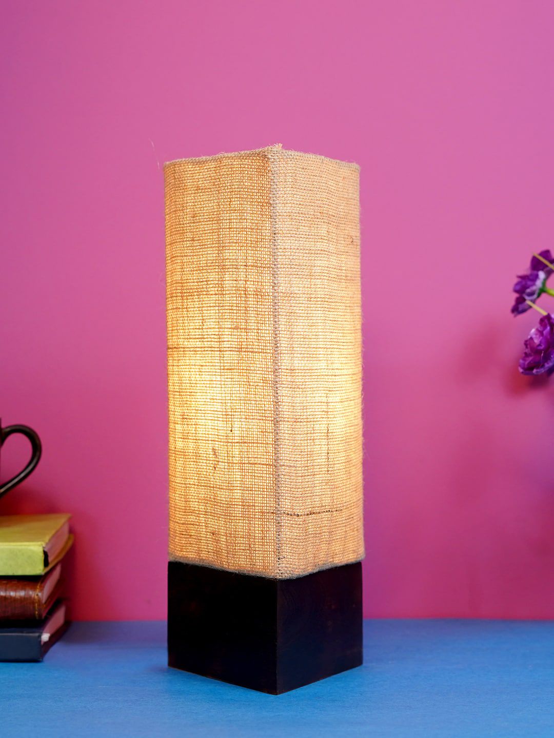 Foziq Brown Textured Table Lamps Price in India