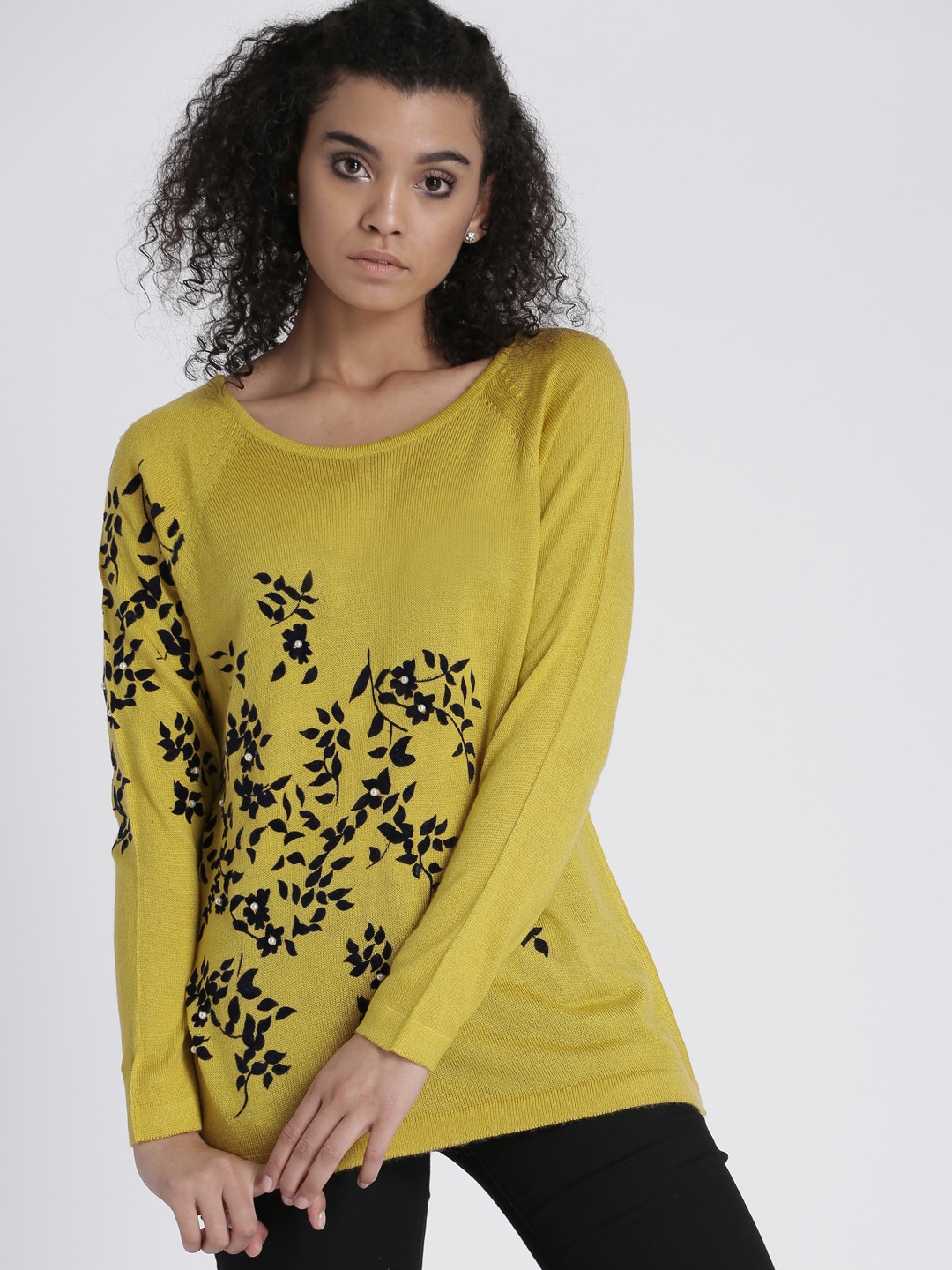 Mustard Yellow Sweaters - Buy Mustard Yellow Sweaters online in India