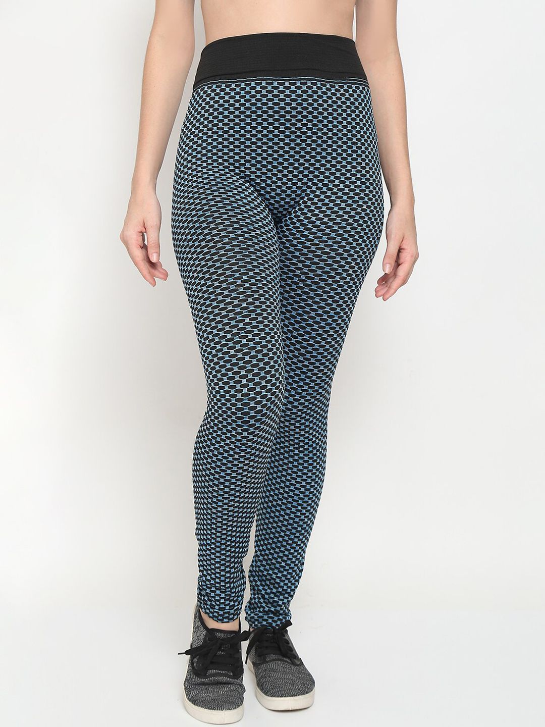 GRACIT Women Blue Patterned High-Rise Tights Price in India