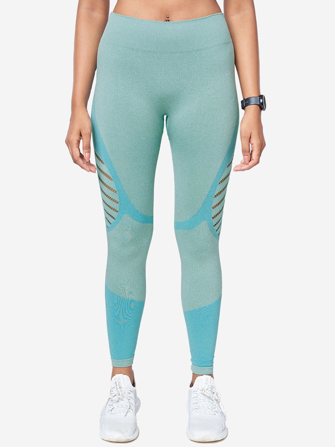 The Souled Store Women Turquoise Blue Tss Active Sports Tights Price in India