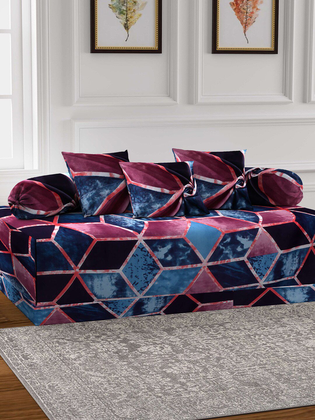 Arrabi Set of 6 Geometric Diwan Set Price in India