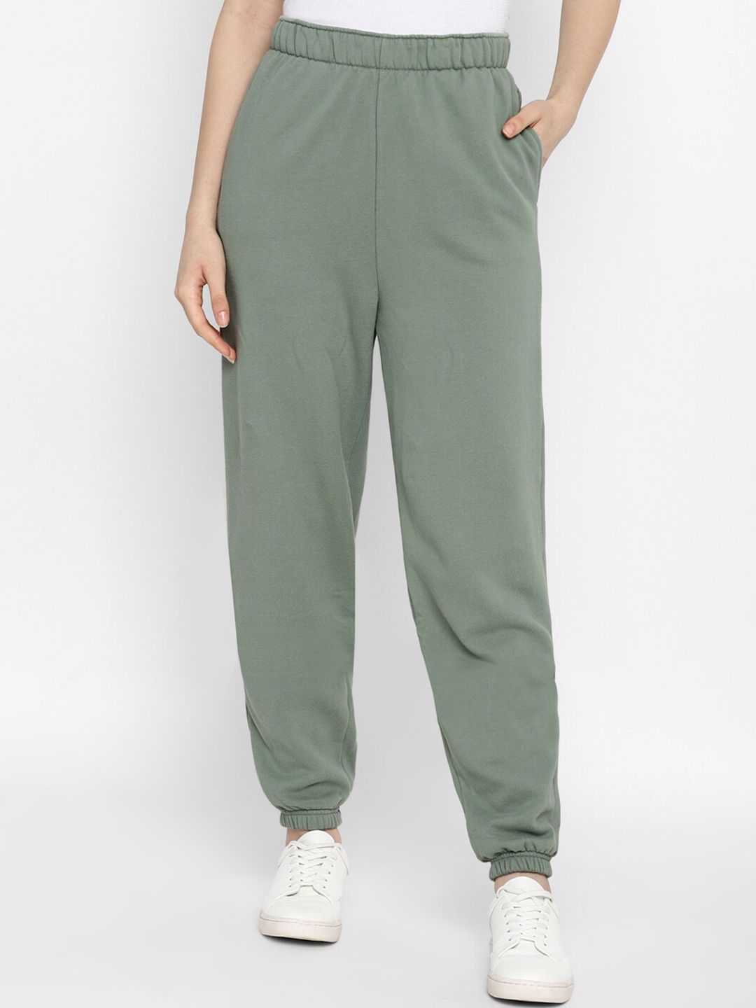 AMERICAN EAGLE OUTFITTERS  Women Sage Green Solid Track Pants Price in India