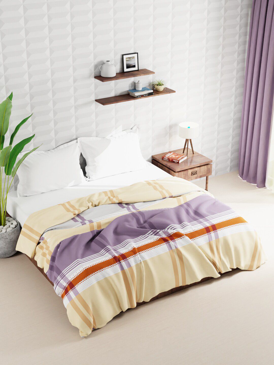 BIANCA Grey & White Striped AC Room Double Bed Comforter Price in India