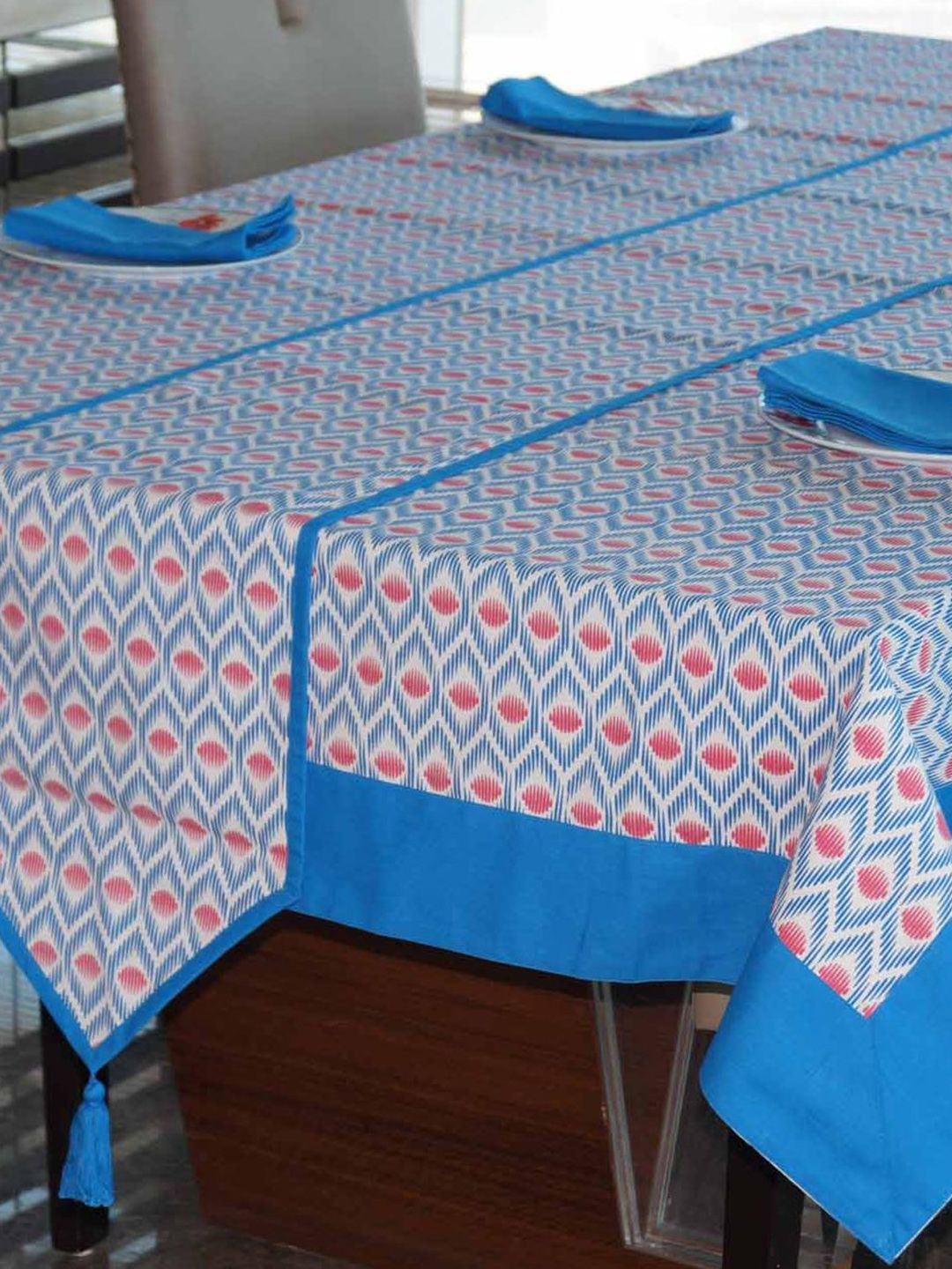 Lushomes Printed 6 Seater Small Cotton Table Linen Set Price in India