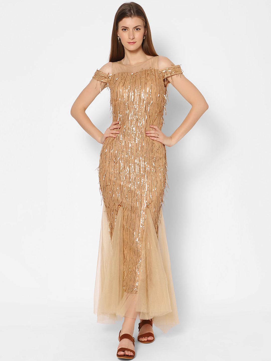 Kiya Woman Gold Classic Cocktail Party Gown Price in India