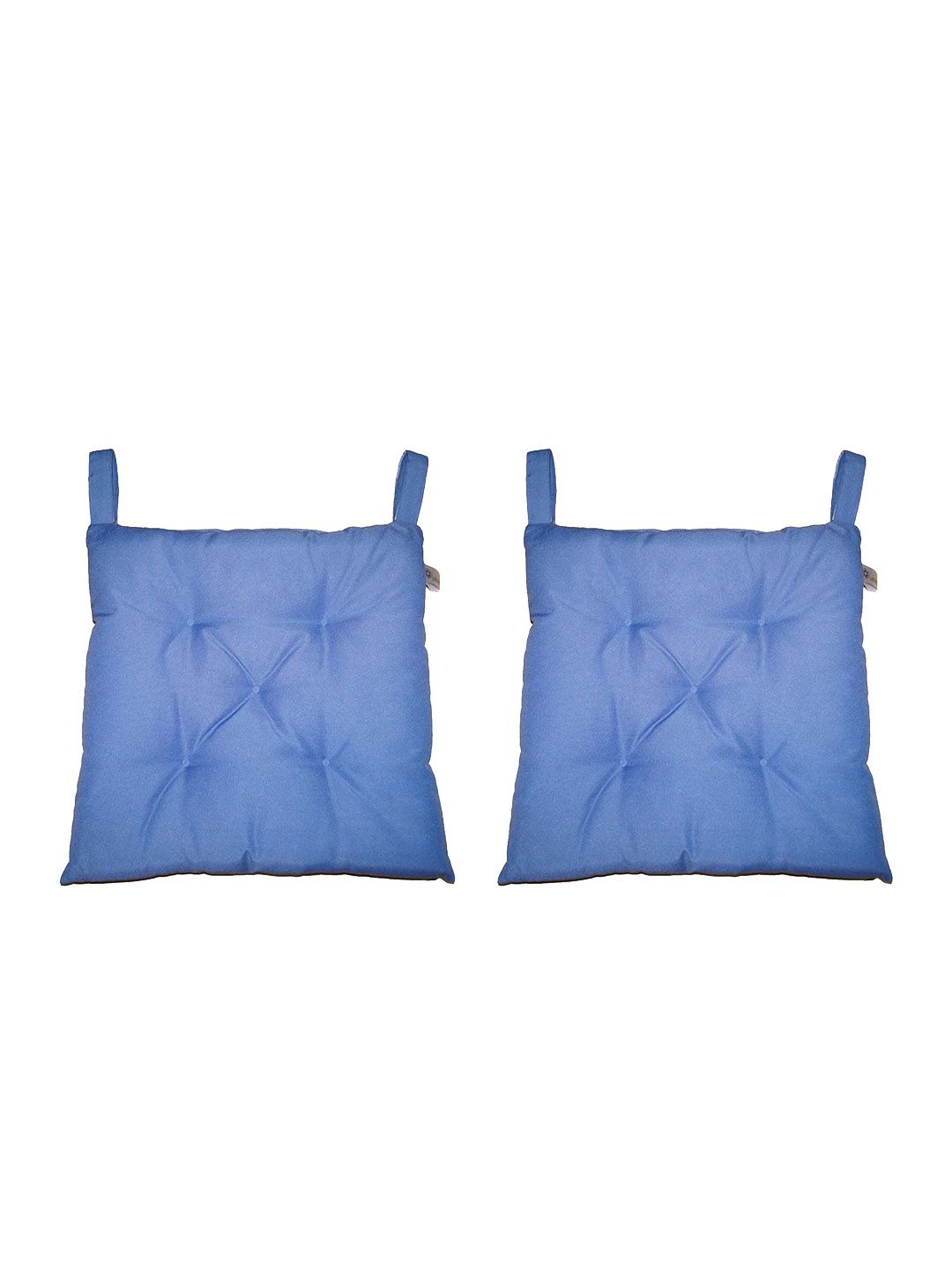 Lushomes Set of 2 Blue Water Resistant Chair Pads Price in India
