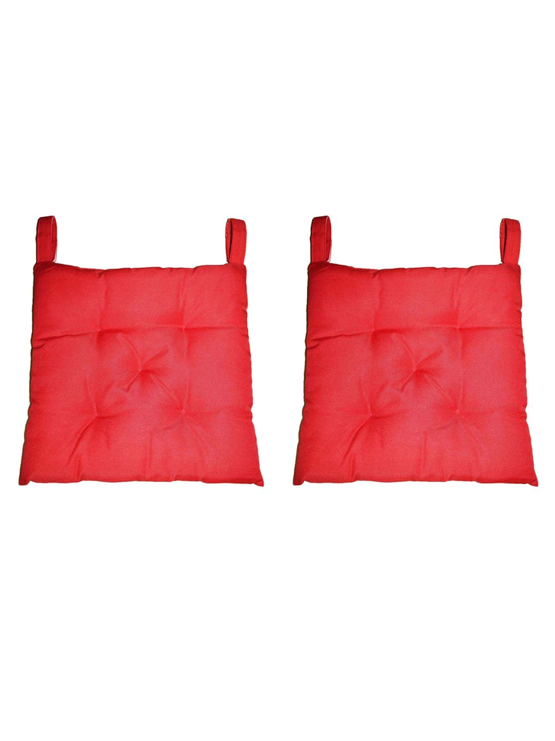 Lushomes Pack of 2 Red Solid Water Resistant Chair Cushion Price in India