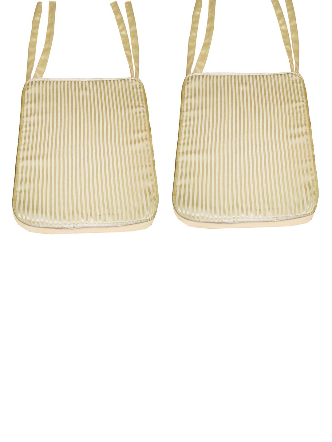 Lushomes Set of 2 Beige Striped Chair Pad Price in India