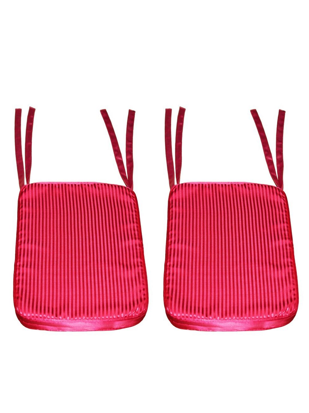 Lushomes Pack Of 2 Pink Striped Foam Dining Chair Pad Cushion Price in India