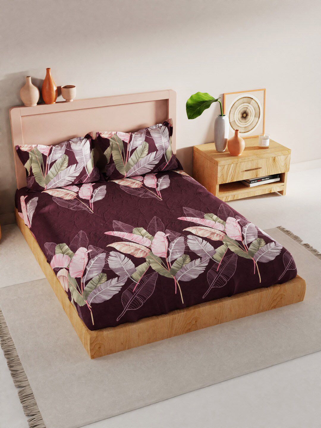 BIANCA Floral 180 TC King Bedsheet with 2 Pillow Covers Price in India