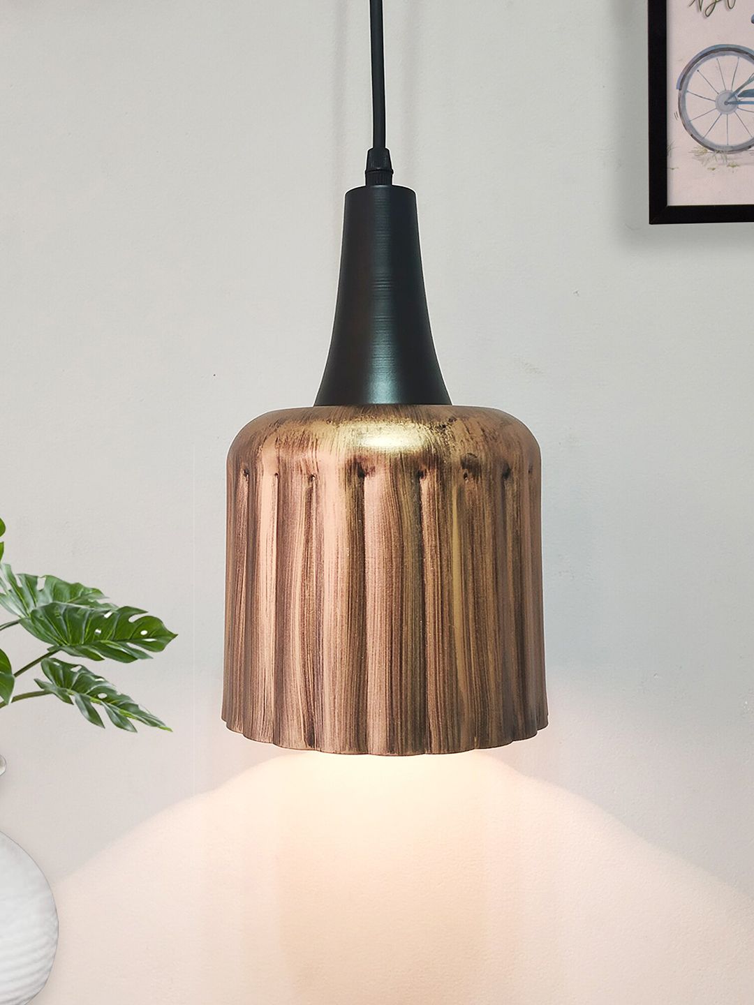 Homesake Gold-Toned & Black Oil Rubbed Vintage Metal Ceiling Lamp Price in India
