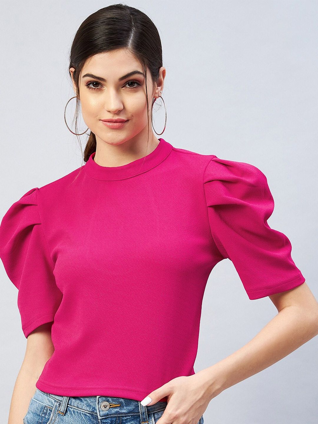 Marie Claire Pink Styled Back Crop Top Price in India