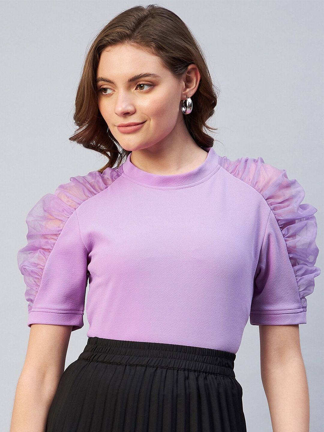 Marie Claire Lavender Puff Sleeves Top Price in India