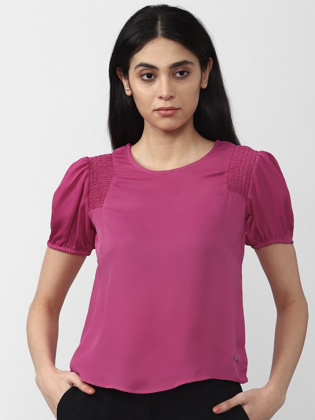 Van Heusen Woman Pink Solid Regular Top Price in India