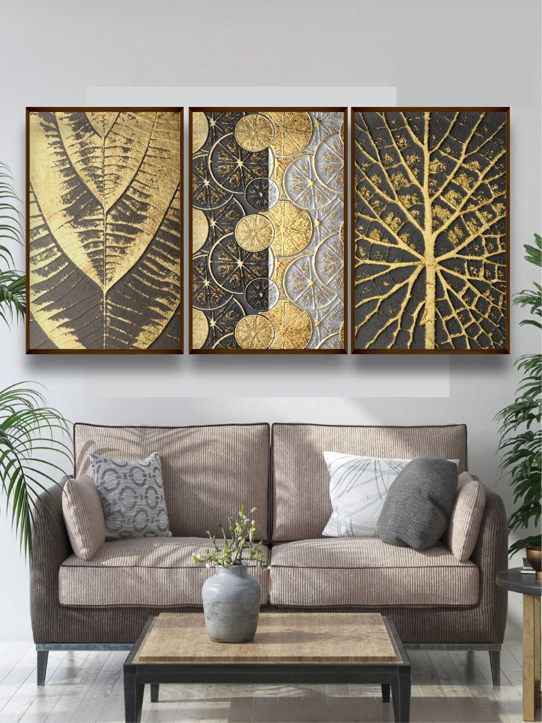 The Art House Set Of 3 Brown Abstract Painting Wall Art Price in India