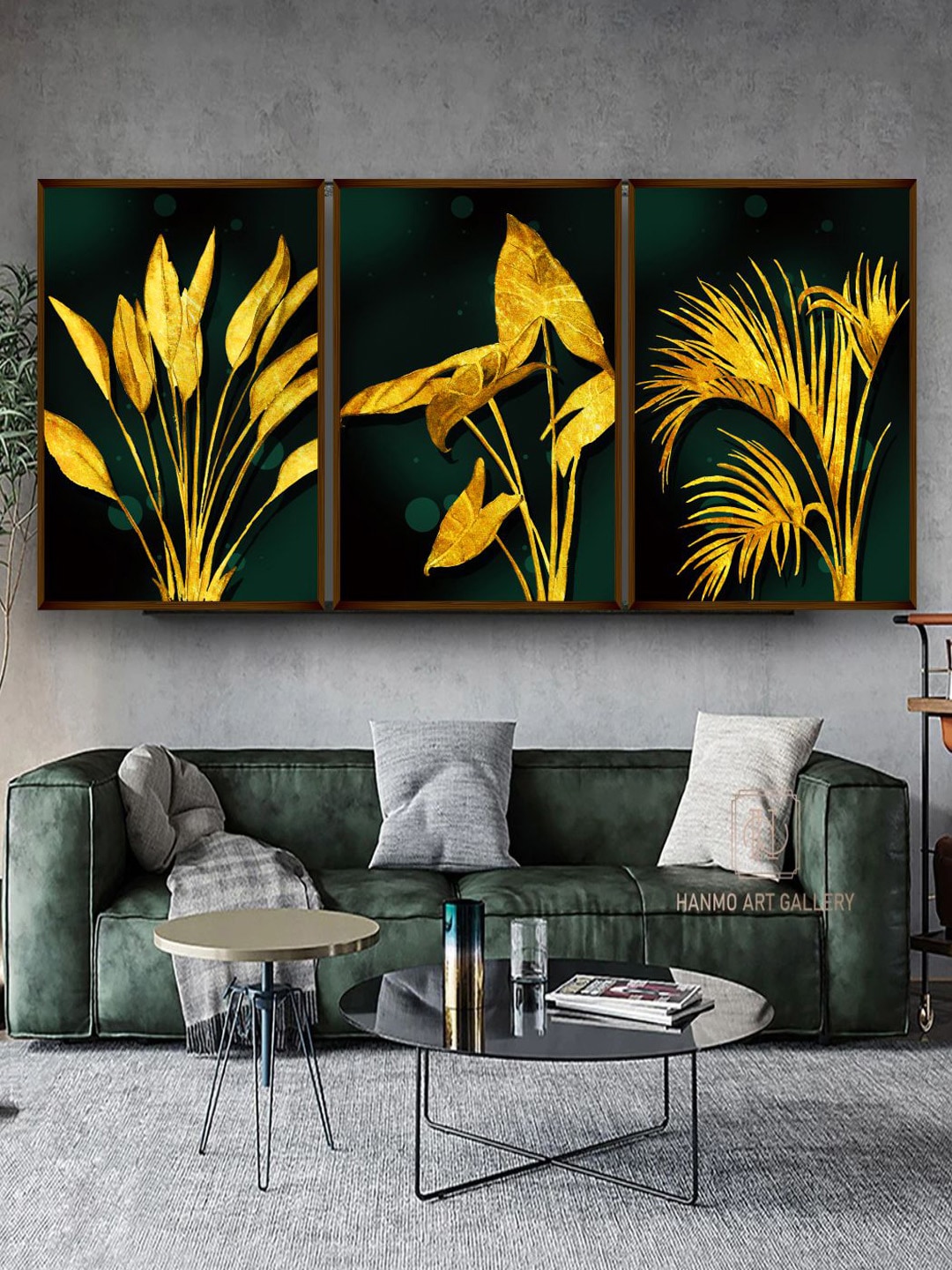 The Art House Set Of 3 Black & Yellow Abstract Painting Wall Art Price in India