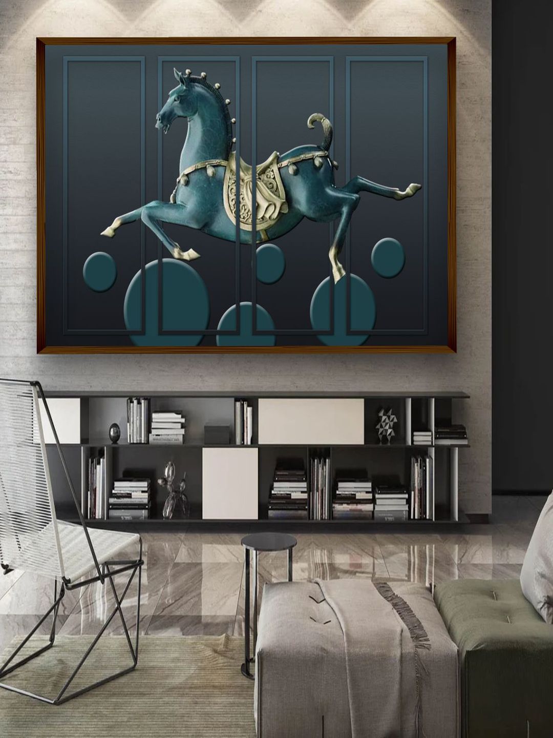 The Art House Teal-Green Abstract Painting Wall Art Price in India